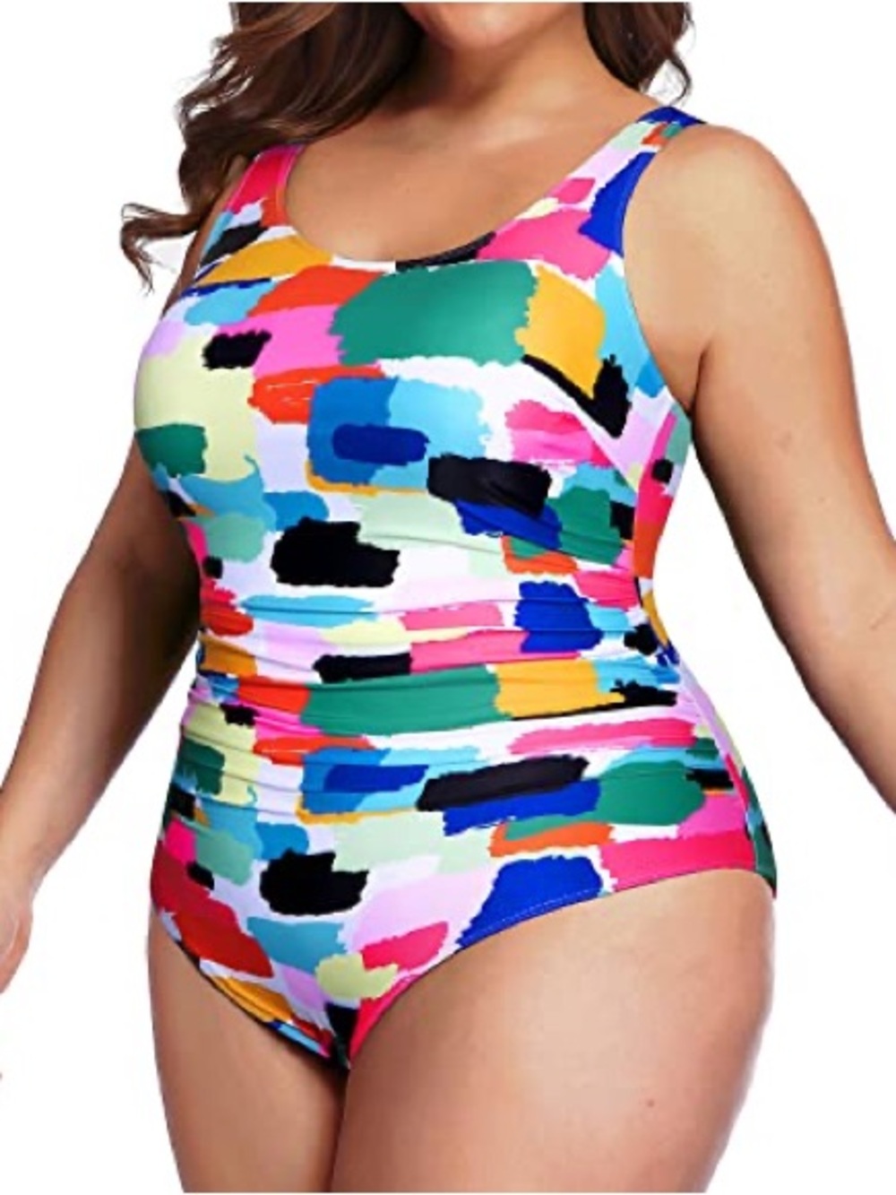Daci Abstract Print Ruched One Piece Swimsuit 24W